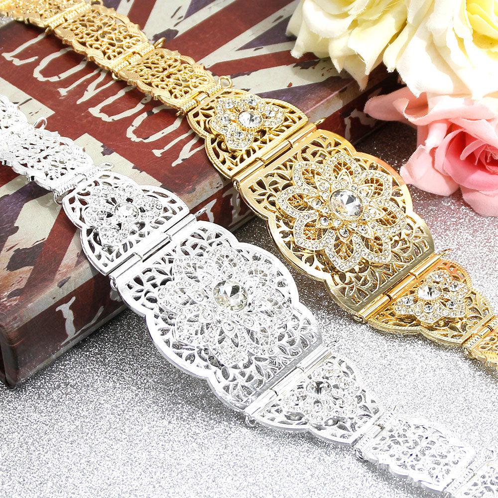 Aristocratic Women Caftan Crystal Flower Metal Waist Chain - BestShop