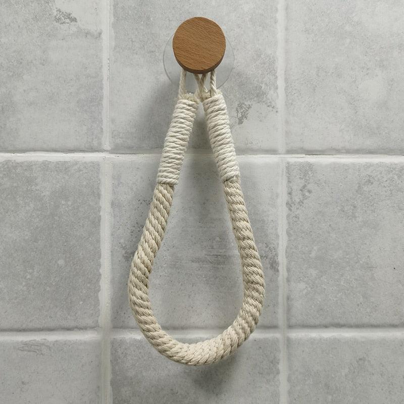Bathroom Wooden Hook Paper Towel Rack - BestShop