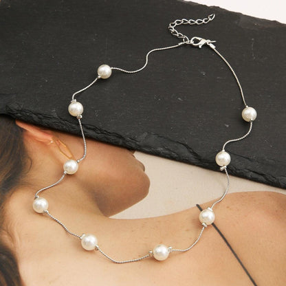 Beads Women Neck Chain Kpop Pearl Choker Necklace - BestShop