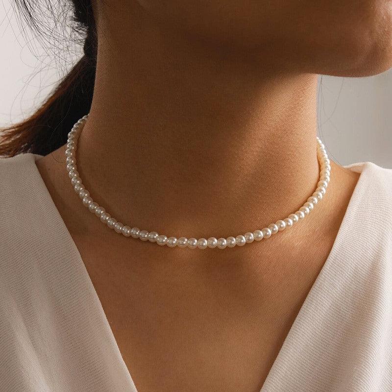 Beads Women Neck Chain Kpop Pearl Choker Necklace - BestShop