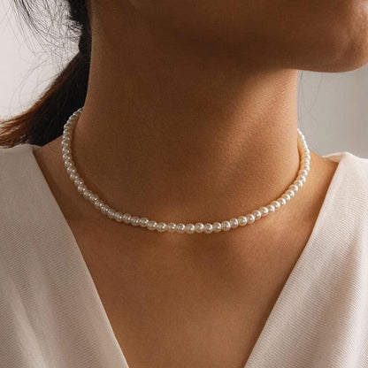 Beads Women Neck Chain Kpop Pearl Choker Necklace - BestShop