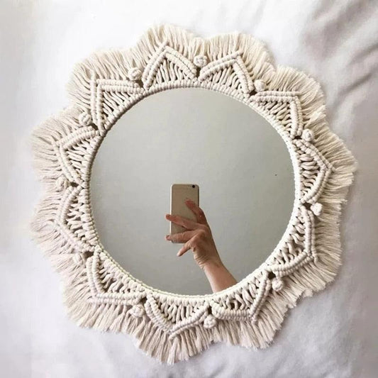 Boho Macrame Round Mirror Decorative - BestShop