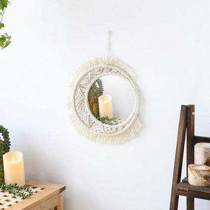 Boho Macrame Round Mirror Decorative - BestShop