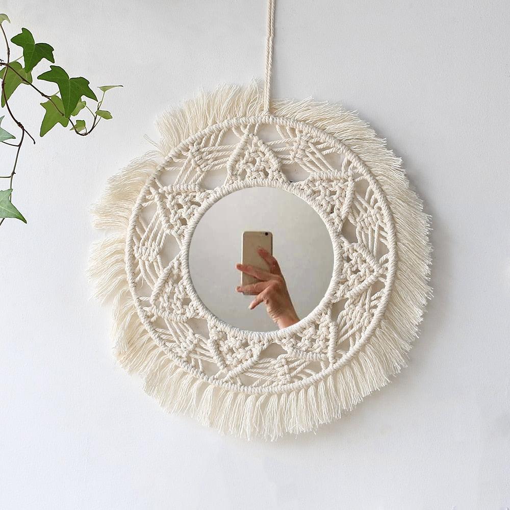 Boho Macrame Round Mirror Decorative - BestShop