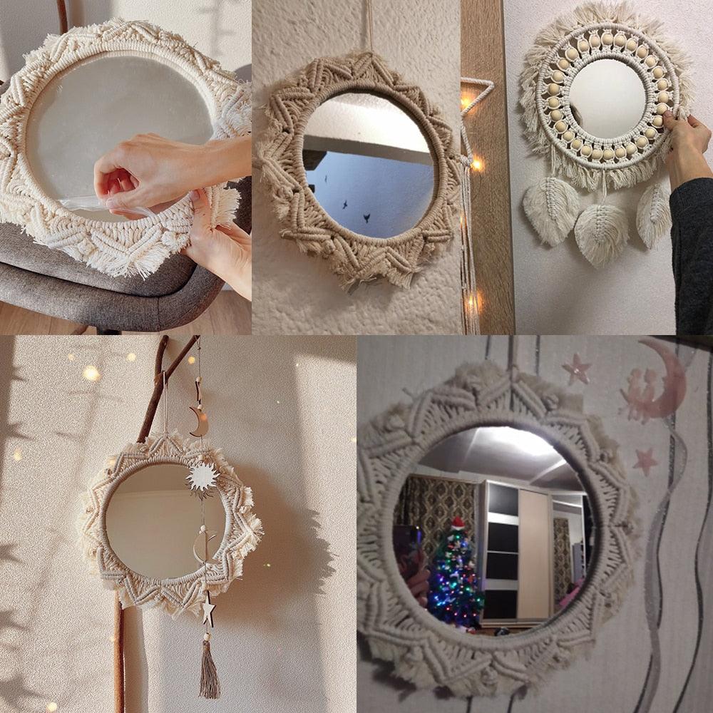 Boho Macrame Round Mirror Decorative - BestShop