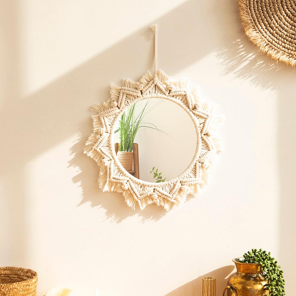 Boho Macrame Round Mirror Decorative - BestShop