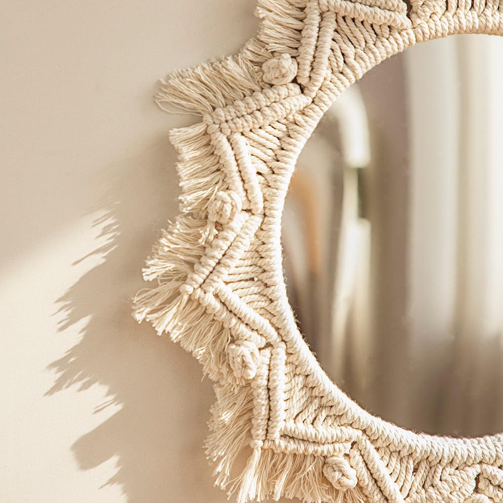 Boho Macrame Round Mirror Decorative - BestShop