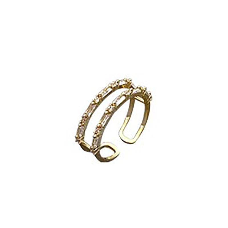Classic Zircon Gold Double Layer Open Rings - BestShop