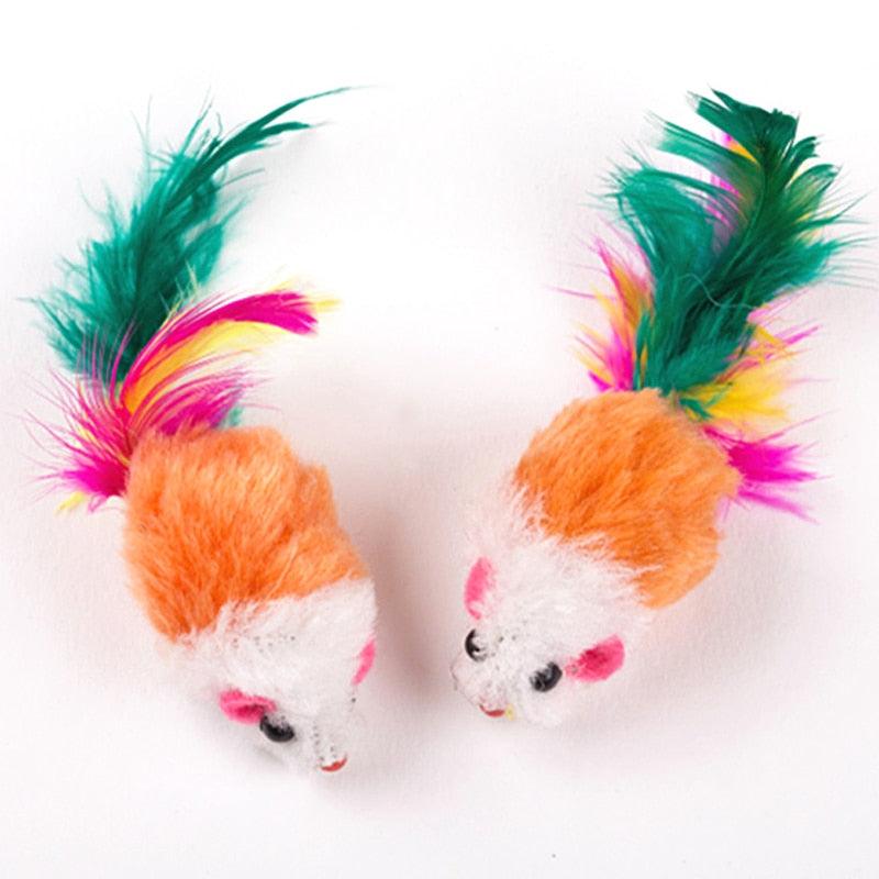 Colorful Feather Soft Fleece Mouse Cat Toys - BestShop