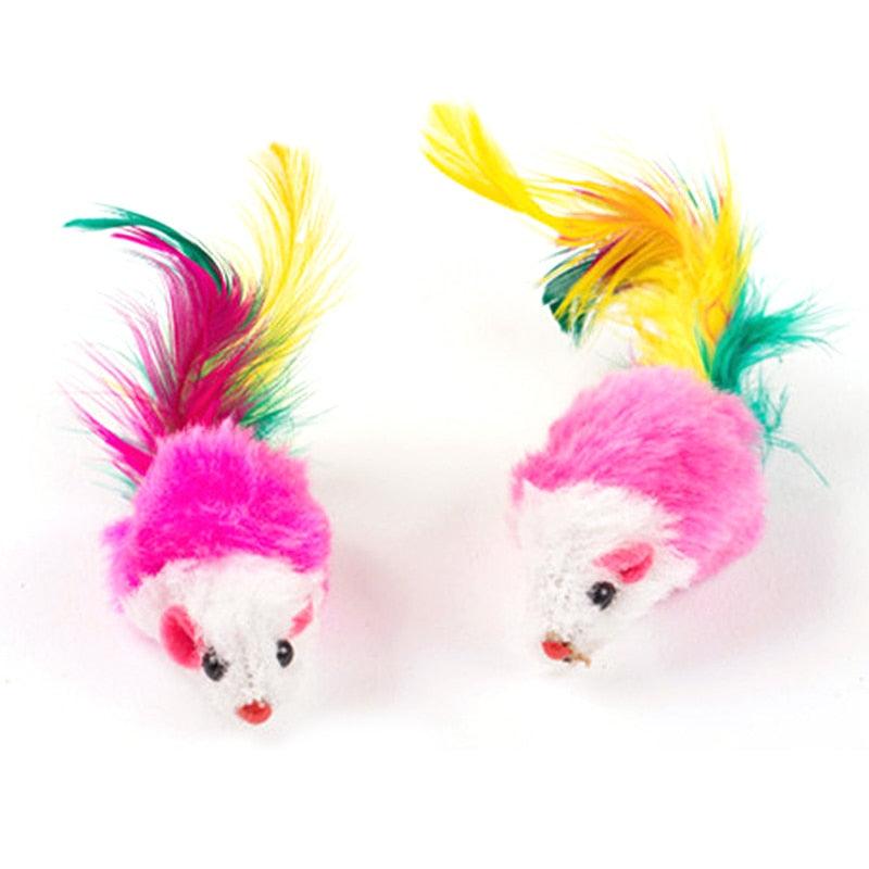 Colorful Feather Soft Fleece Mouse Cat Toys - BestShop
