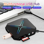 Load image into Gallery viewer, Cool Light USB Hub 6-Port Splitter with Card Reader and Mic/AUX - BestShop

