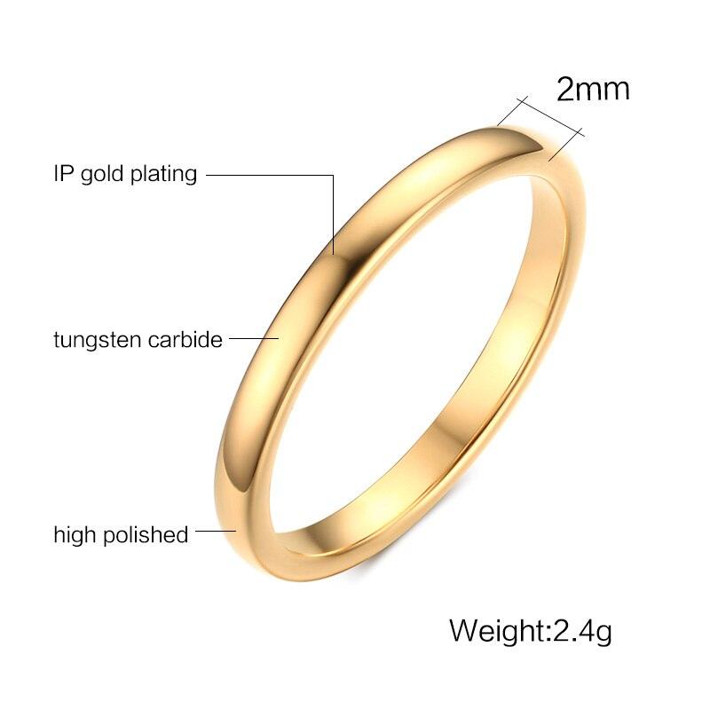 Cute Women's Gold-Color Rings Trendy 2 mm - BestShop
