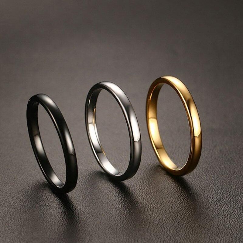 Cute Women's Gold-Color Rings Trendy 2 mm - BestShop
