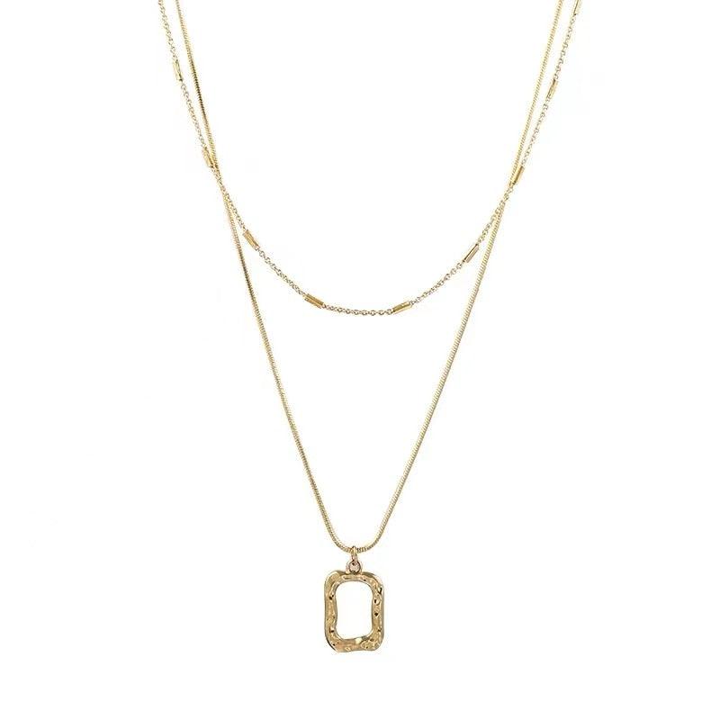 Double Layer Geometric Pendant Necklace - BestShop