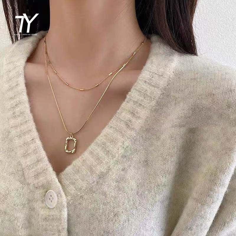 Double Layer Geometric Pendant Necklace - BestShop