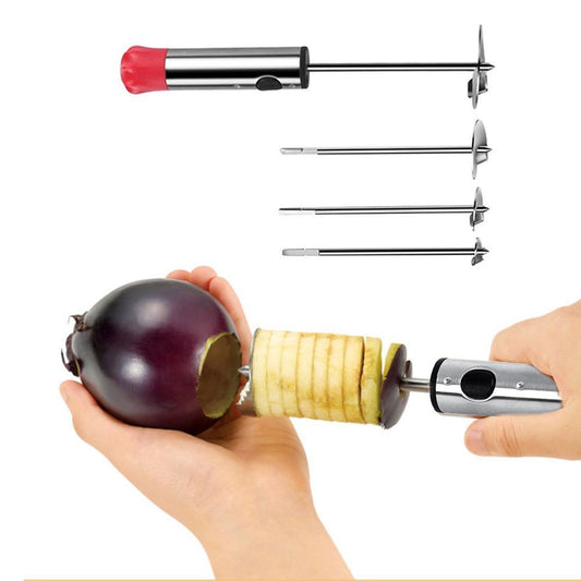 Drill Vegetable Fruit Corer Stainless Steel Tools Making Stuffed Vegetables Easy Grip Core Remover with 4 Blades for Kitchen - BestShop