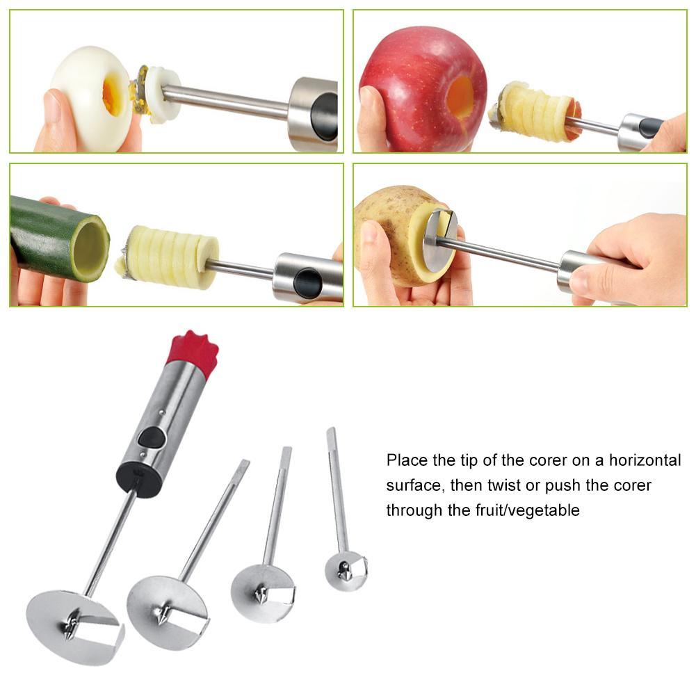 Drill Vegetable Fruit Corer Stainless Steel Tools Making Stuffed Vegetables Easy Grip Core Remover with 4 Blades for Kitchen - BestShop