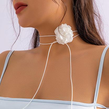 Exaggerated Goth Rose Flower Clavicle Chain Necklace - BestShop