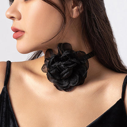 Exaggerated Goth Rose Flower Clavicle Chain Necklace - BestShop