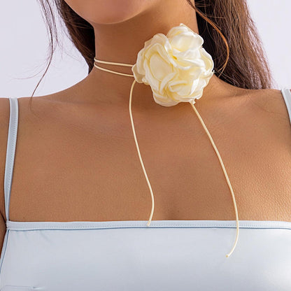 Exaggerated Goth Rose Flower Clavicle Chain Necklace - BestShop