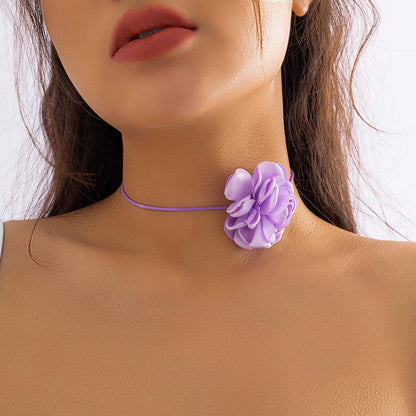 Exaggerated Goth Rose Flower Clavicle Chain Necklace - BestShop