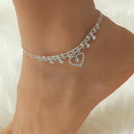 Load image into Gallery viewer, Fashion Silver Color Rhinestone Double Heart Anklet - BestShop