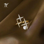 Load image into Gallery viewer, Golden Star Shaped Pearl Opening Rings - BestShop
