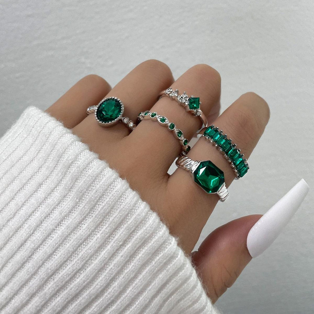 Green Crystal Ring Sets - BestShop