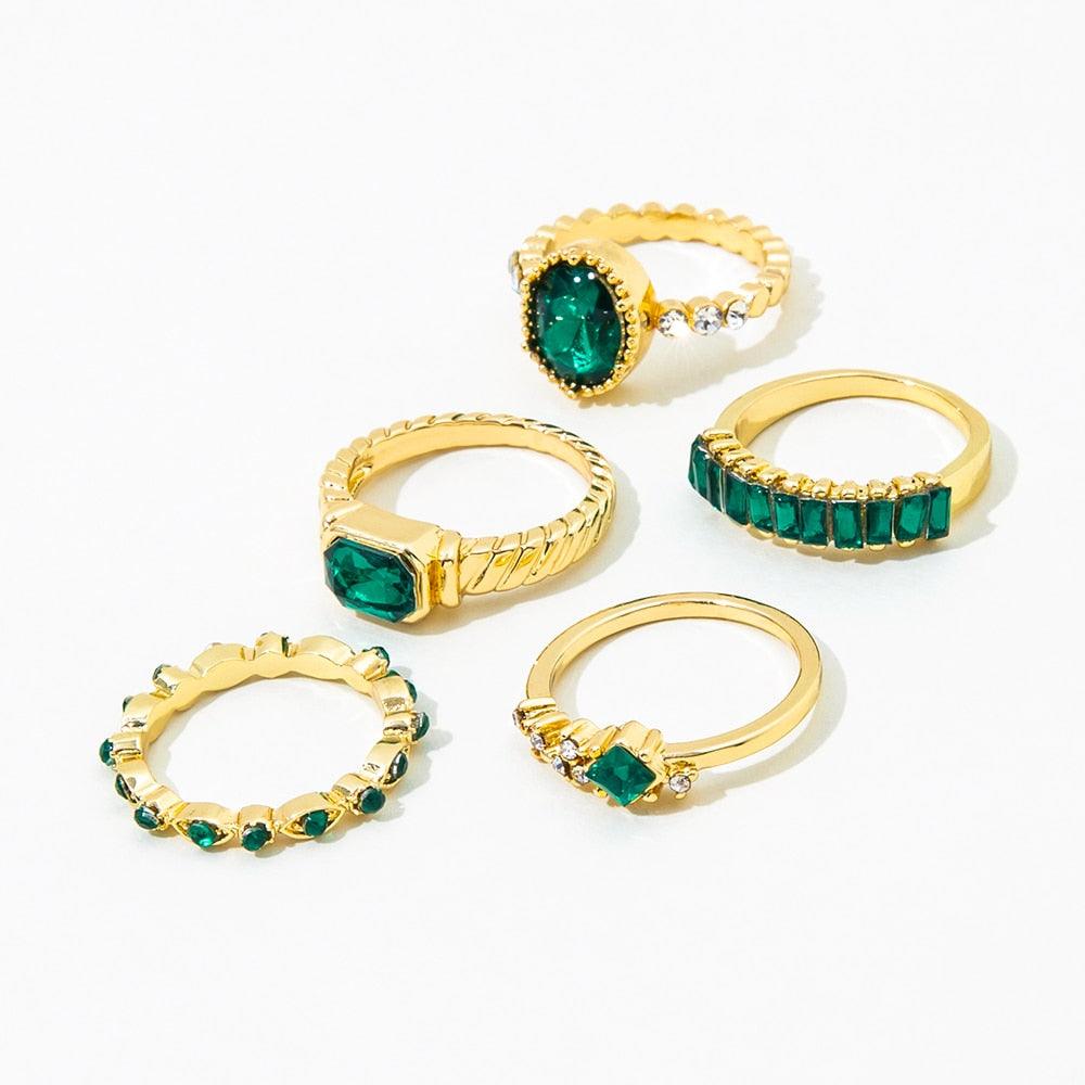 Green Crystal Ring Sets - BestShop