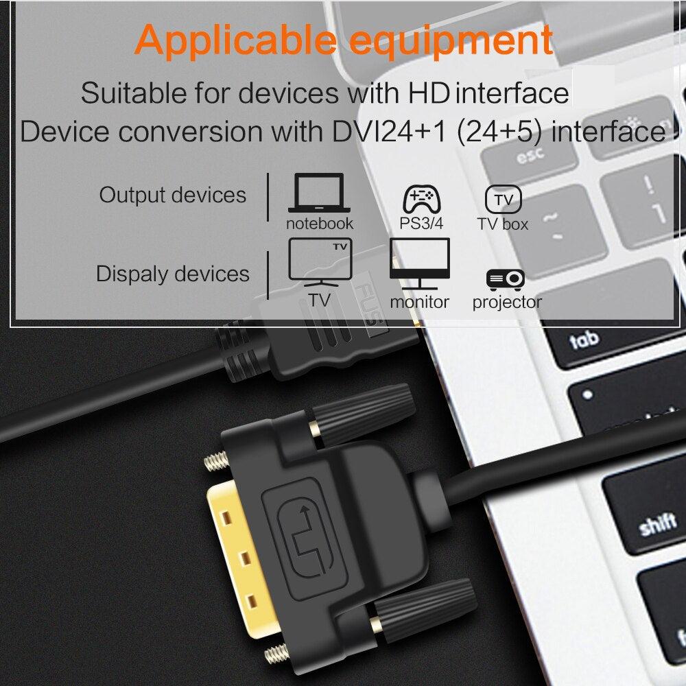 HDMI-compatible to DVI Cable for HDTV DVD Projector PlayStation - BestShop