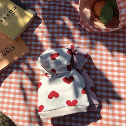 Heart Shape Pattern Autumn Winter Pet Love Hoodie - BestShop