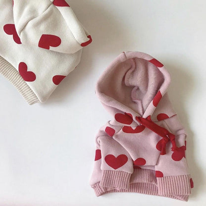 Heart Shape Pattern Autumn Winter Pet Love Hoodie - BestShop
