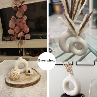Nordic Vase Circular Hollow Ceramic Donuts Flower Pot - BestShop