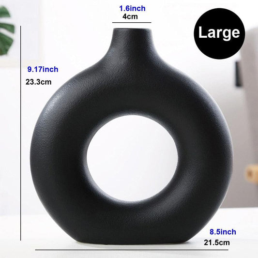 Nordic Vase Circular Hollow Ceramic Donuts Flower Pot - BestShop