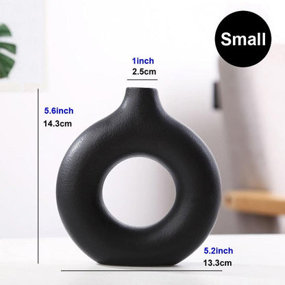 Nordic Vase Circular Hollow Ceramic Donuts Flower Pot - BestShop