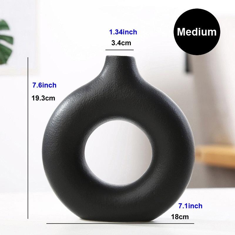 Nordic Vase Circular Hollow Ceramic Donuts Flower Pot - BestShop