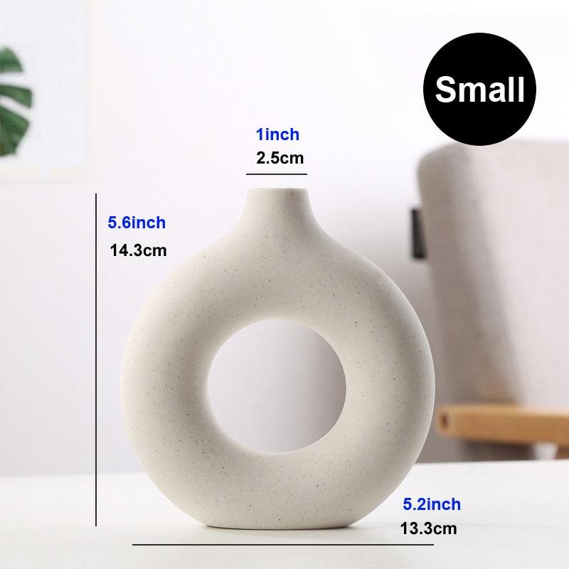 Nordic Vase Circular Hollow Ceramic Donuts Flower Pot - BestShop