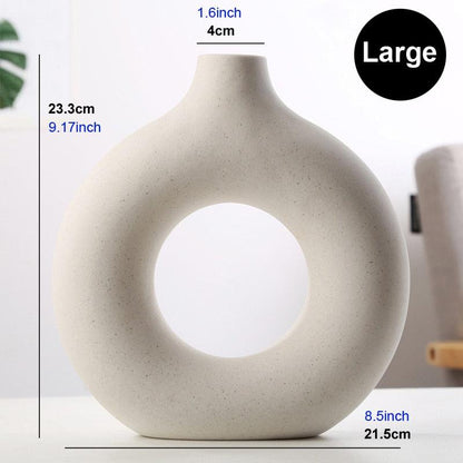 Nordic Vase Circular Hollow Ceramic Donuts Flower Pot - BestShop