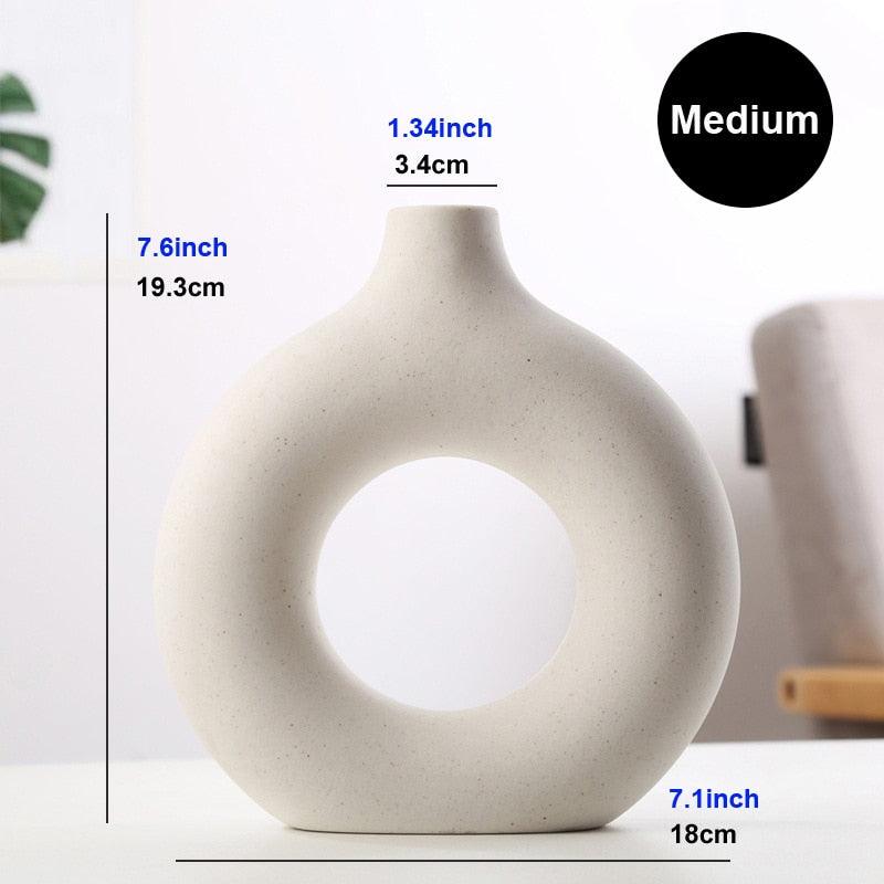 Nordic Vase Circular Hollow Ceramic Donuts Flower Pot - BestShop