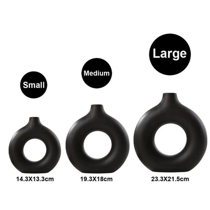 Nordic Vase Circular Hollow Ceramic Donuts Flower Pot - BestShop