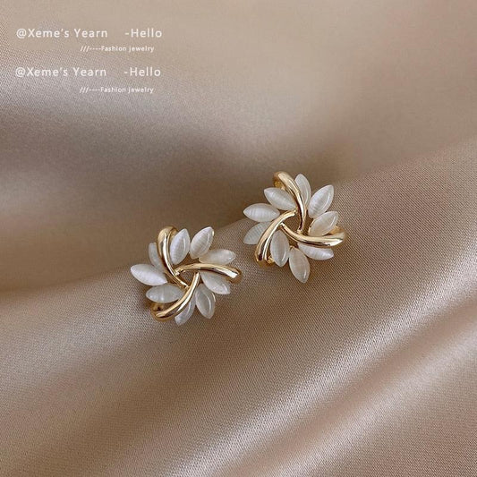 Opal Petal Circle Stud Earrings - BestShop
