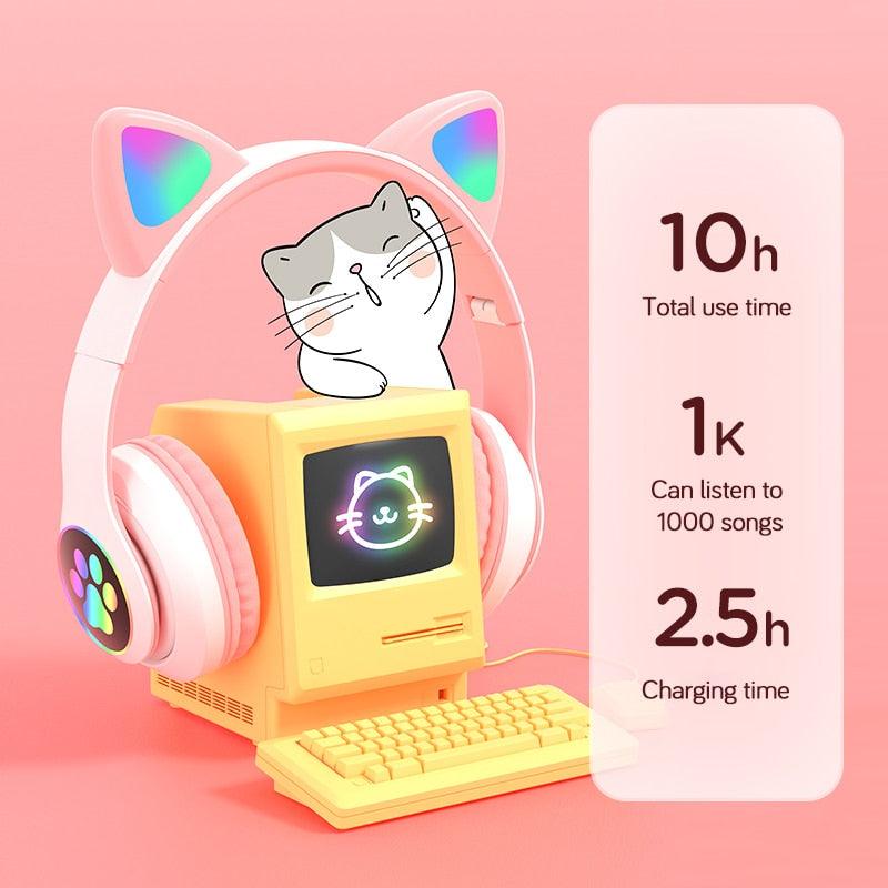 Qearfun Flash Light Cute Cat Ear Headphones - BestShop