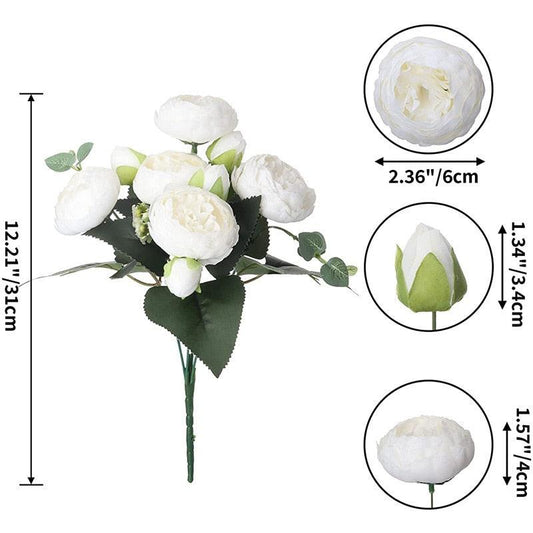 Rose White Peony Artificial Flowers Bouquet - BestShop