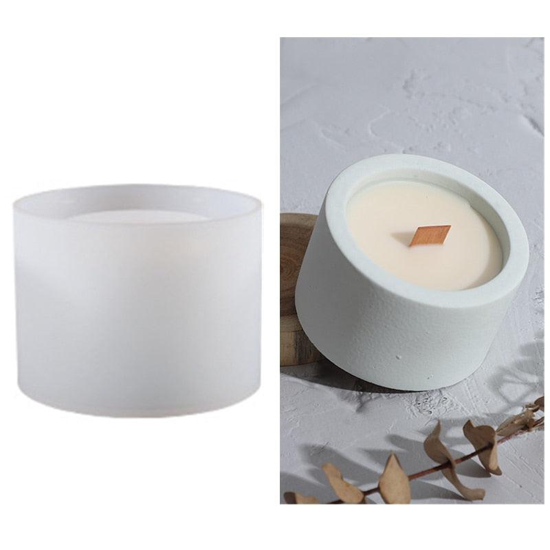 Round Candle Jar Concrete Mold DIY Handmade Fragrance Candle - BestShop