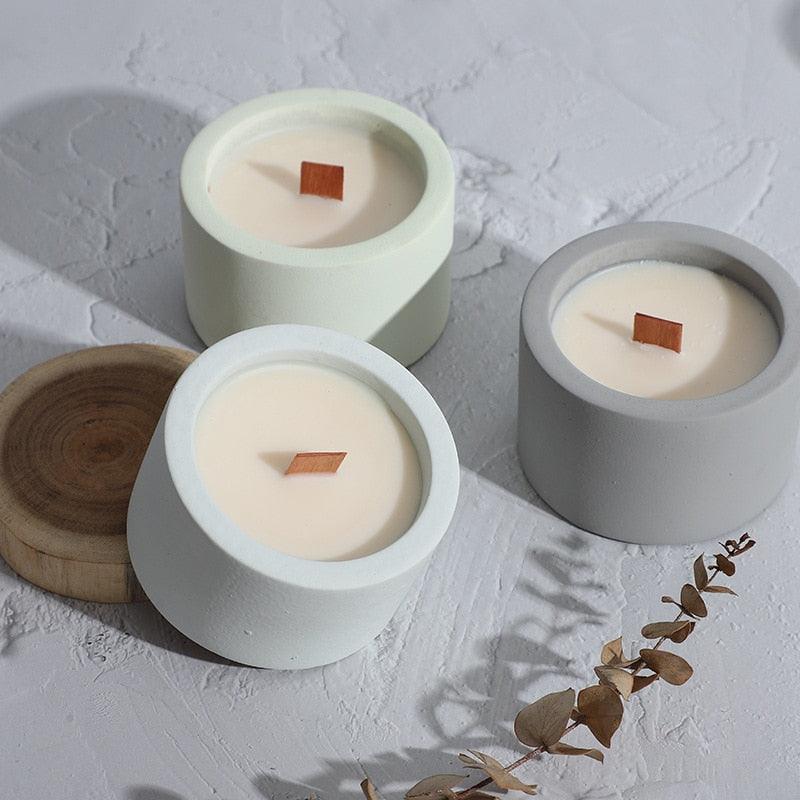 Round Candle Jar Concrete Mold DIY Handmade Fragrance Candle - BestShop