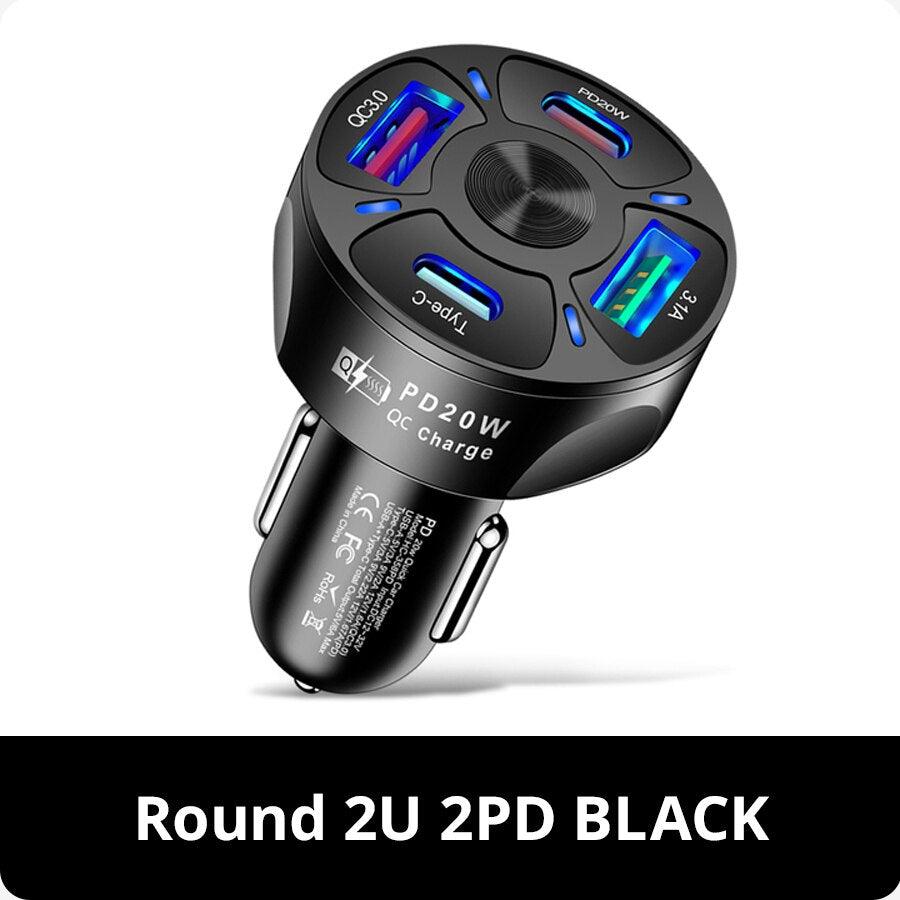 Round Dual USB Type C PD QC3.0 Car Fast Charger - BestShop
