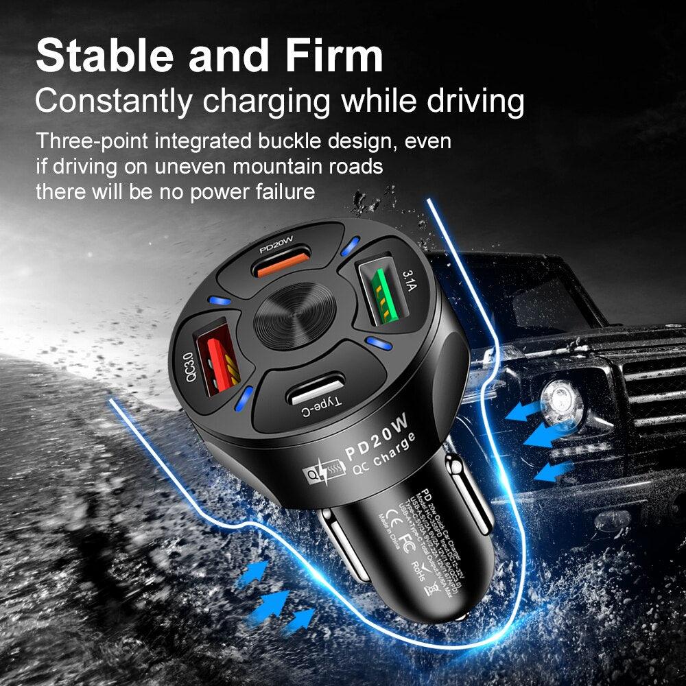 Round Dual USB Type C PD QC3.0 Car Fast Charger - BestShop