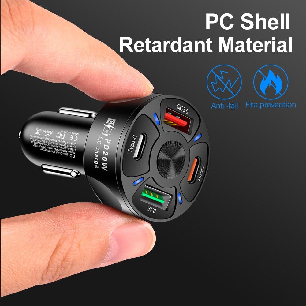 Round Dual USB Type C PD QC3.0 Car Fast Charger - BestShop