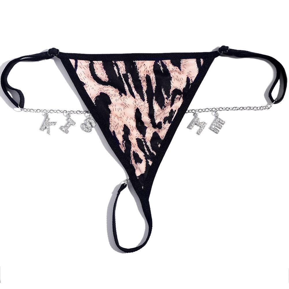 Sexy Leopard Bikini Thong Letter Waist Chain - BestShop