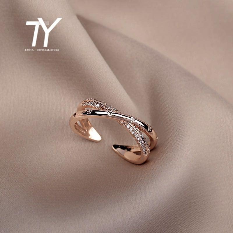 Simple Light Luxury Cross Zircon Ring - BestShop